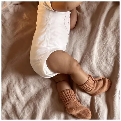 Baby socks made from 100% merino wool - rust